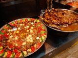 Meat and Vegetable Dishes on Metal Plates, Antalya, Turkey