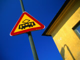 Buy Tram Warning Sign along Malmohusvagen, Malmo, Skane, Sweden at AllPosters.com