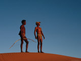 Kalahari Bushmen Standing on Sand Hill, South Africa