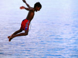 Boy Falling into Water, Lifou Island, Loyalty Islands, New Caledonia