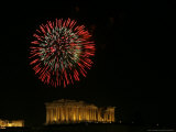 Buy Fireworks Illuminate the Ancient Parthenon on New Years, Athens, Greece, c.2007 at AllPosters.com