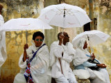 Ethiopian Orthodox Christians during the Holy Thursday Pontifical Mass, Jerusalem, Israel