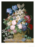 Rich Still Life of Flowers in a Basket