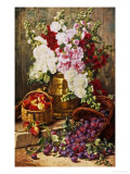 Buy Still Life of Hollyhocks, Peaches and Plums at AllPosters.com