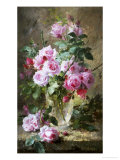 Still Life of Pink Roses in a Glass Vase