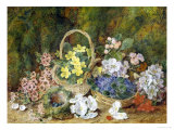 Spring Flowers and a Bird's Nest on a Mossy Bank