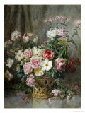 Still Life of Roses, Anemones and Phlox in a Basket