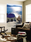 Buy Overhead of Orthodox Church with Ocean Beyond, Oia, Greece at AllPosters.com