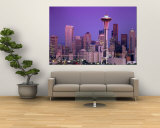 City Skyline at Dusk, Seattle, Washington, USA