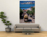 Buy Cable Car and Other Traffic on Street with Alcatraz in Distance, San Francisco, USA at AllPosters.com