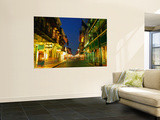 Flags Hanging Over the Empty Bourbon Street at Night, New Orleans, Louisiana, USA