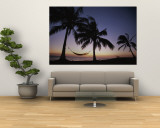 Twilight View of Beach with Hammock and Palms, Costa Rica