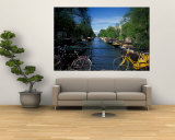 Buy Yellow Bicycle and Canal, Amsterdam, Netherlands at AllPosters.com