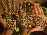 Woman's Palm Decorated in Henna, Jaipur, Rajasthan, India