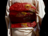 Close-up of Obi, Silk Sash Worn with Kimono, Kyoto, Japan