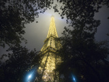 Nighttime View Looking up at Eiffel Tower, Paris, France Photographic Print