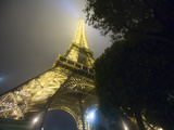 Close-up of Eiffel Tower Illuminated at Night, Paris, France