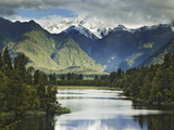 Cloud-Shrouded Mt. Cook Reflected in Lake Matheson, Near Town of Fox Glacier, South Island