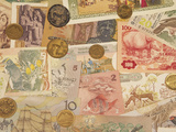 Montage of Coins and Paper Money