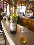 Bottle of Ricard 45 Pastis and Glass on Zinc Bar, Paris, France