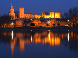 Pope's Palace in Avignon and the Rhone River at Sunset, Vaucluse, Rhone, Provence, France