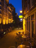 Buy Buildings with Historic Facade and Narrow Lane at Night, Amsterdam, Netherlands at AllPosters.com