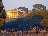 Vineyard and Building of Chateau La Nerthe, Chateauneuf-Du-Pape, Vaucluse, Rhone, Provence, France