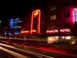 Nighttime Traffic on Ocean Drive, Art Deco Hotels, South Beach, Miami, Florida, USA