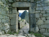 View Through Stone Doorway of the Inca Ruins of Machu Picchu in the Andes Mountains, Peru