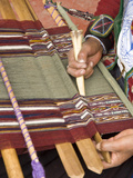 Woman in Traditional Dress, Weaving with Backstrap Loom, Chinchero, Cuzco, Peru