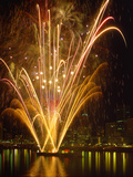 Independence Day Fireworks Launched off Barge in the Middle of the Willamette River, Portland