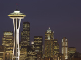 The Space Needle and Skyline at Night, Seattle, Washington, USA