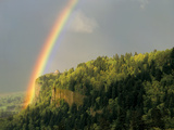 Springtime Rainbow Arching Over Vista House on Crown Point