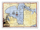 Buy Map of Hudson's Bay, Canada, Showing Hudson's Strait, c.1722 at AllPosters.com
