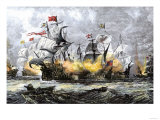 Buy English Warship, Vanguard, Attacking the Spanish Armada, c.1588 at AllPosters.com
