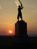 Memorial Statue of a Civil War Soldier on Cemetery Ridge on Gettysburg Battlefield