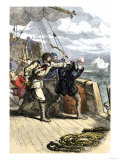 Mutineers Send Henry Hudson and His Son Overboard to Die Adrift in a Small Boat in the Arctic 1611