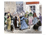 Crowd of Angry Women at the Door of a Bakery during the French Revolution