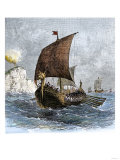 Buy Danish Viking Ship, Raven, at Sea at AllPosters.com