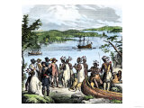 Henry Hudson Meeting with Native Americans Along the Hudson River, c.1609