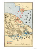 Map of Battle of Yorktown where the British Army Was Defeated by the American and French, c.1781