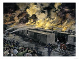 Buy Rioters Burning 600 Freight-Cars during the Pullman Strike, Chicago, c.1894 at AllPosters.com
