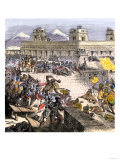 Spanish Invaders Attacked by the Aztecs in Tenochtitlan during la Noche Triste, c.1520