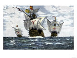 Buy Three Ships of Columbus Approaching the New World, c.1492 at AllPosters.com
