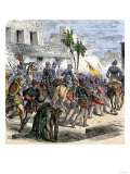 Hernando Cortes Met by Toltec Dignitaries on Arriving in Teotihuacan with His Army, Mexico, c.1519