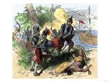 Juan Ponce de Leon, Wounded by Florida Natives, Carried Aboard Ship for Retreat to Cuba, c.1521