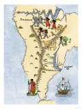 Map of South America, from Sebastian Cabot's Map of the World, c.1544