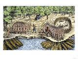 Buy Samuel de Champlain's Defeat of the Iroquois at Lake Champlain, c.1600 at AllPosters.com