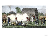 British Troops Firing on Americans at Lexington, First Battle of American Revolution, c.1775