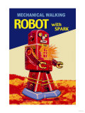 Buy Mechanical Walking Red Robot with Spark at AllPosters.com